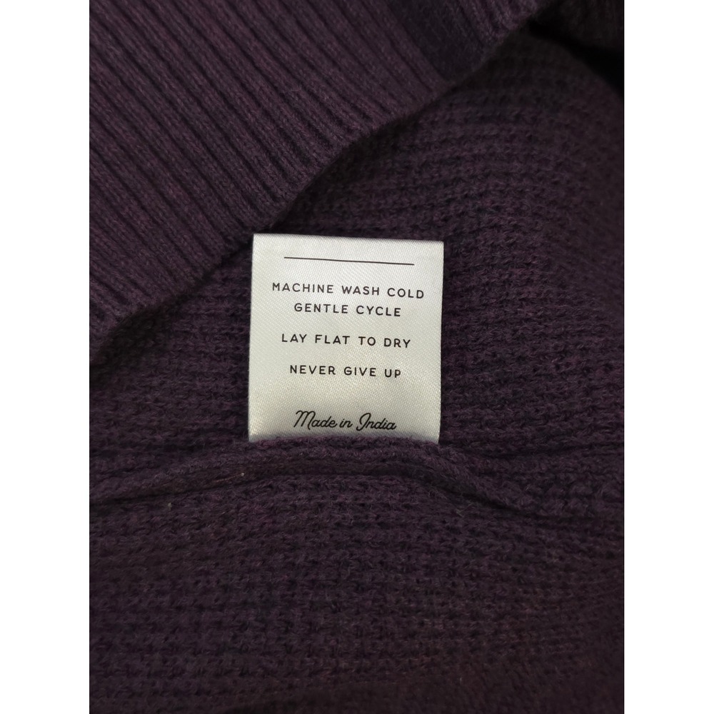 Pact Waffle Knit Hoodie Sweater Women Size M Plum Purple V-Neck Raglan - Picture 5 of 7